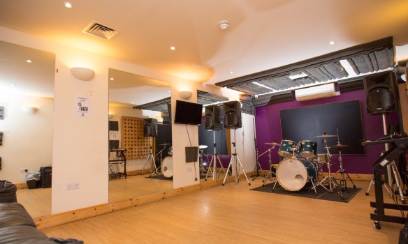 inside of a drum studio in Norwich